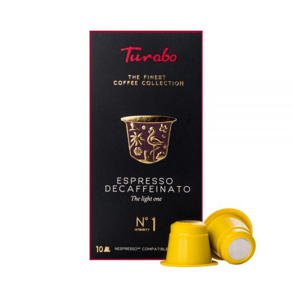 Capsule cafea Turabo Espresso Decaffeinato, compatibile Nespresso, 10 capsule